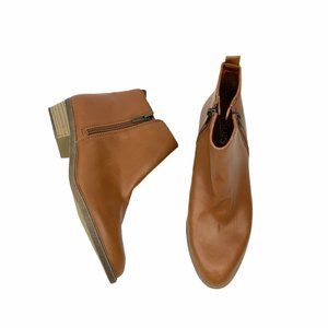 Saddle Brown Tan Chaps Ankle Boots Sz 8 Double Zip